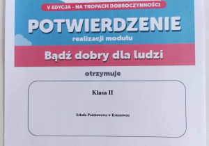 Wydrukowane potwierdzenie ukończenia I modułu
