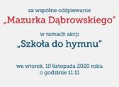 Podziękowanie za odśpiewanie "Mazurka Dąbrowskiego"