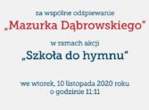Podziękowanie za odśpiewanie "Mazurka Dąbrowskiego"